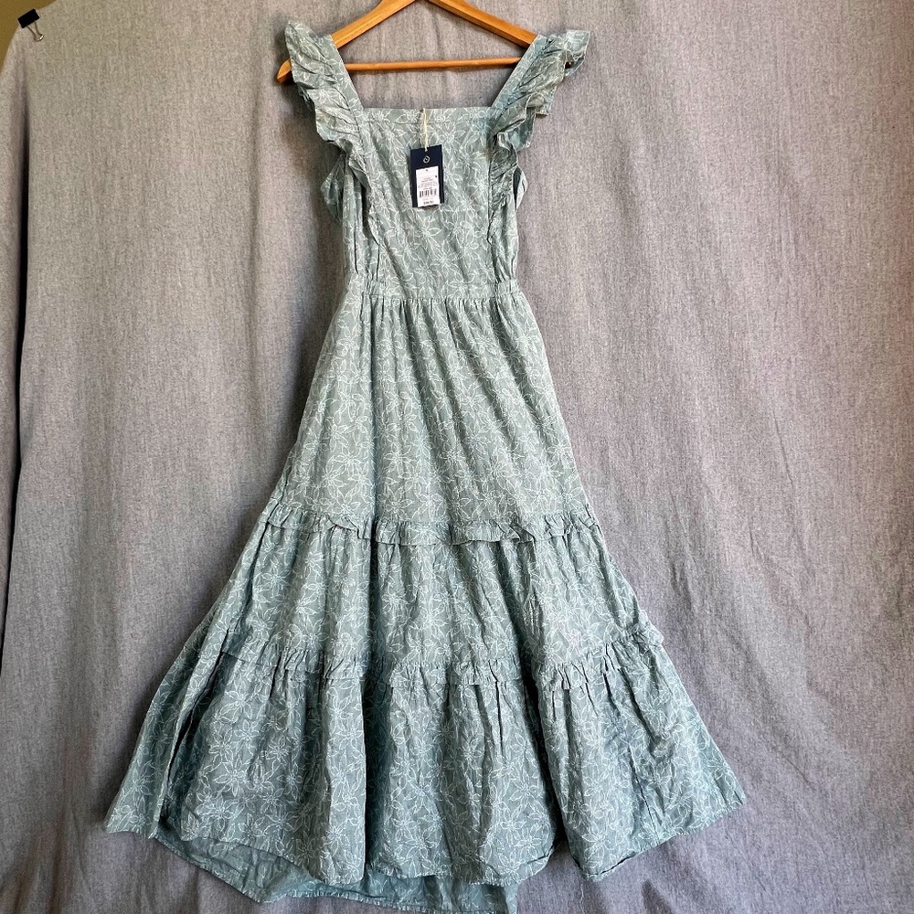 NWT Universal Thread Tiered Ruffle Sleeve Floral Open Back Peasant Maxi Sz S